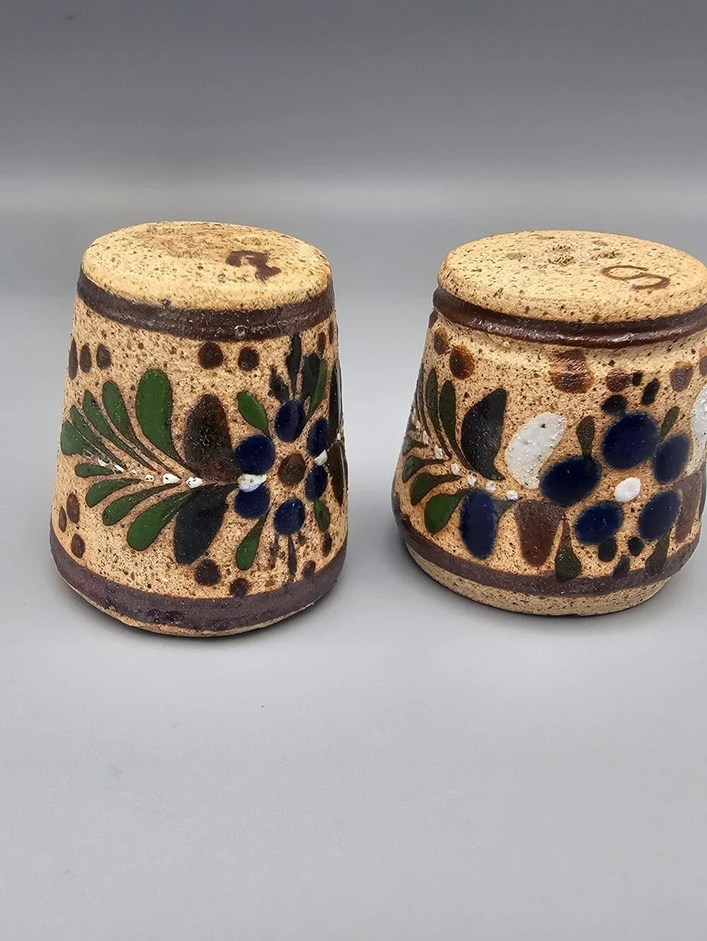 Handcrafted Ceramic Salt and Pepper Shakers with Floral Design